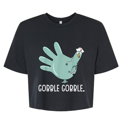 Thanksgiving Nurse Glove Turkey Nurse Thanksgiving For Nurse Bella+Canvas Jersey Crop Tee