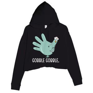 Thanksgiving Nurse Glove Turkey Nurse Thanksgiving For Nurse Crop Fleece Hoodie