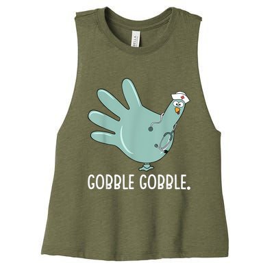 Thanksgiving Nurse Glove Turkey Nurse Thanksgiving For Nurse Women's Racerback Cropped Tank