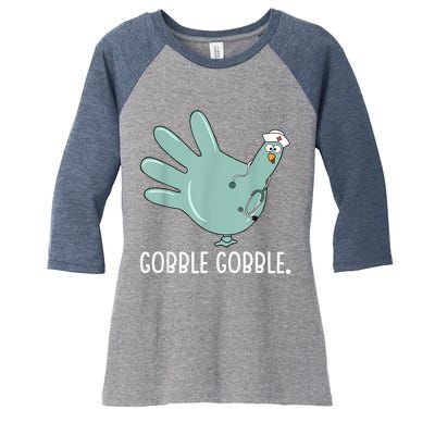 Thanksgiving Nurse Glove Turkey Nurse Thanksgiving For Nurse Women's Tri-Blend 3/4-Sleeve Raglan Shirt