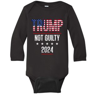 Trump Not Guilty Support Free Trump Saying For Republicans Baby Long Sleeve Bodysuit