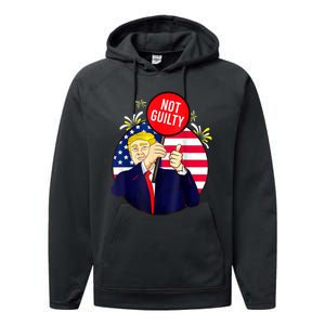 Trump Not Guilty 2024 Free Trump Performance Fleece Hoodie