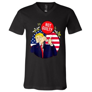 Trump Not Guilty 2024 Free Trump V-Neck T-Shirt