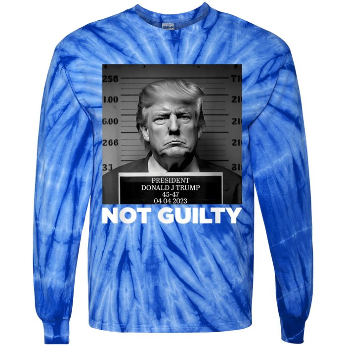 Trump Not Guilty Mug Shot Free Trump I Stand With Trump Tie-Dye Long Sleeve Shirt