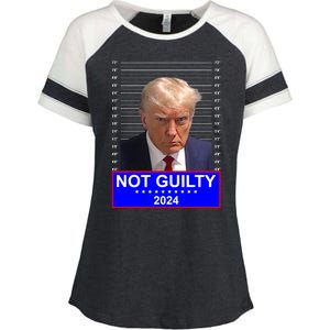 Trump Not Guilty Mugshot 2024 Election Enza Ladies Jersey Colorblock Tee