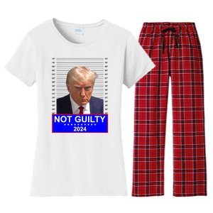 Trump Not Guilty Mugshot 2024 Election Women's Flannel Pajama Set