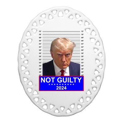 Trump Not Guilty Mugshot 2024 Election Ceramic Oval Ornament