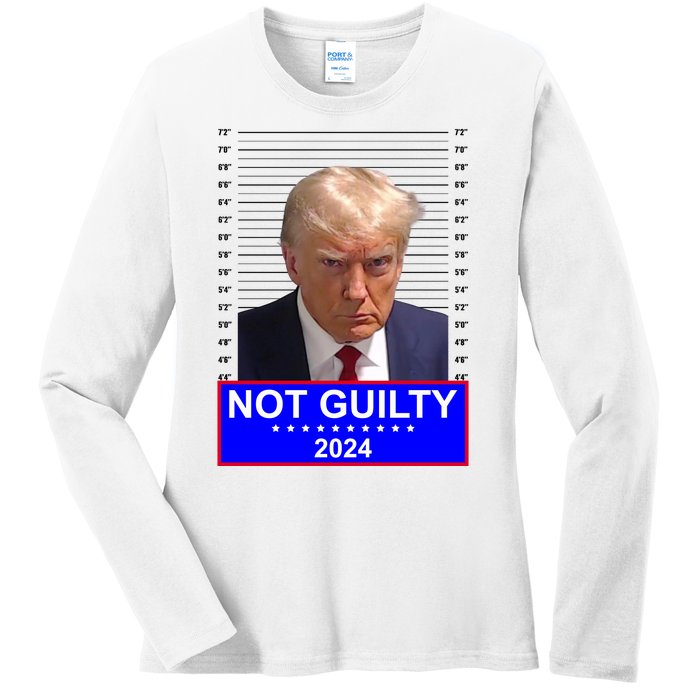 Trump Not Guilty Mugshot 2024 Election Ladies Long Sleeve Shirt