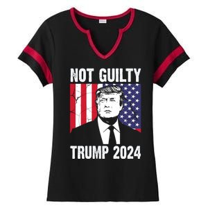 Trump Not Guilty 2024 Free Trump Usa Election Ladies Halftime Notch Neck Tee