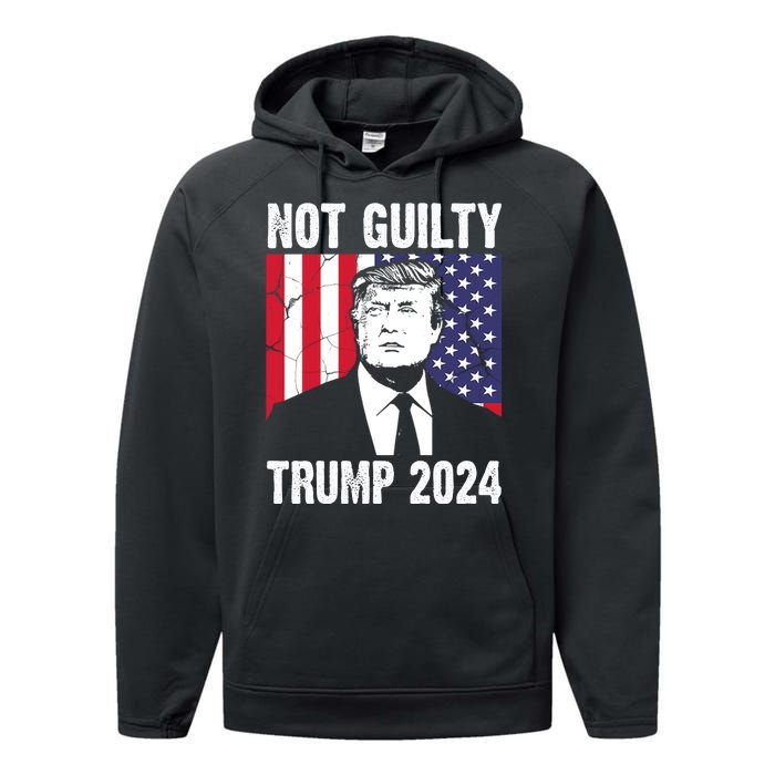 Trump Not Guilty 2024 Free Trump Usa Election Performance Fleece Hoodie