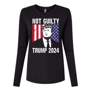 Trump Not Guilty 2024 Free Trump Usa Election Womens Cotton Relaxed Long Sleeve T-Shirt