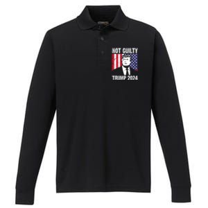 Trump Not Guilty 2024 Free Trump Usa Election Performance Long Sleeve Polo