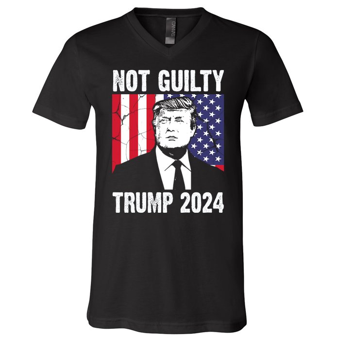 Trump Not Guilty 2024 Free Trump Usa Election V-Neck T-Shirt