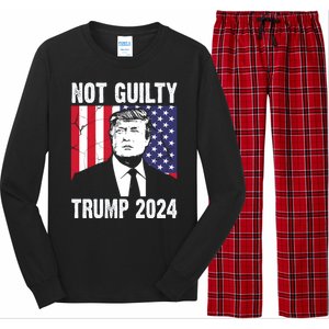 Trump Not Guilty 2024 Free Trump Usa Election Long Sleeve Pajama Set