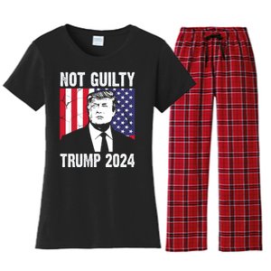 Trump Not Guilty 2024 Free Trump Usa Election Women's Flannel Pajama Set