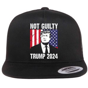 Trump Not Guilty 2024 Free Trump Usa Election Flat Bill Trucker Hat