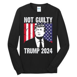 Trump Not Guilty 2024 Free Trump Usa Election Tall Long Sleeve T-Shirt