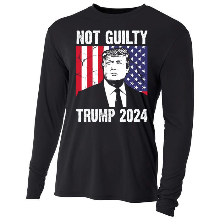 Trump Not Guilty 2024 Free Trump Usa Election Cooling Performance Long Sleeve Crew