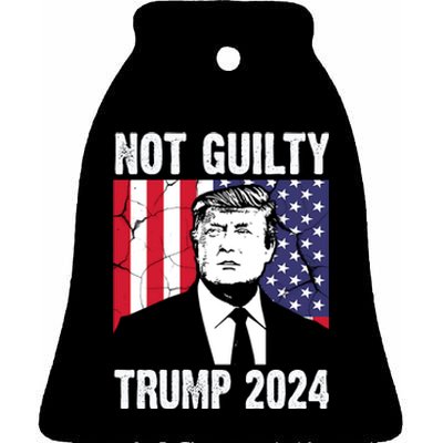 Trump Not Guilty 2024 Free Trump Usa Election Ceramic Bell Ornament