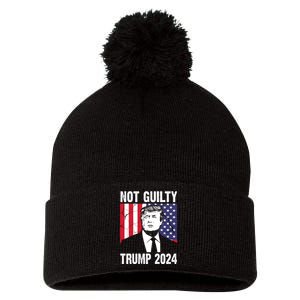 Trump Not Guilty 2024 Free Trump Usa Election Pom Pom 12in Knit Beanie