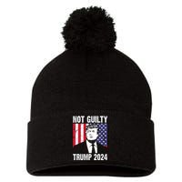 Trump Not Guilty 2024 Free Trump Usa Election Pom Pom 12in Knit Beanie