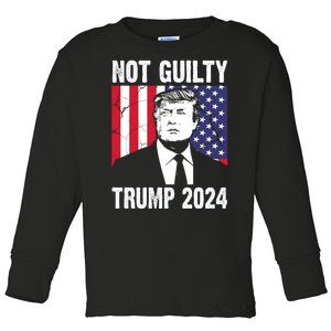 Trump Not Guilty 2024 Free Trump Usa Election Toddler Long Sleeve Shirt