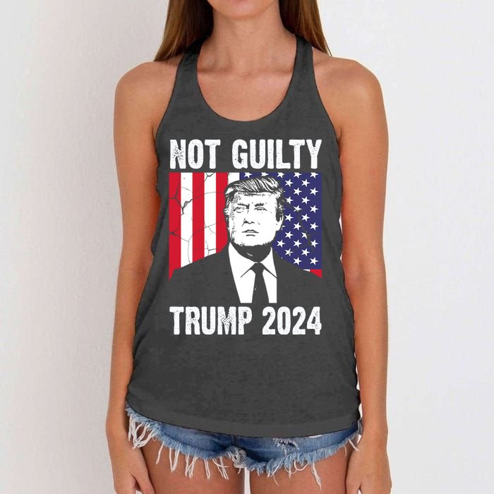 Trump Not Guilty 2024 Free Trump Usa Election Women's Knotted Racerback Tank