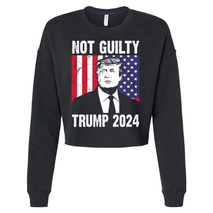 Trump Not Guilty 2024 Free Trump Usa Election Cropped Pullover Crew