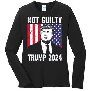 Trump Not Guilty 2024 Free Trump Usa Election Ladies Long Sleeve Shirt