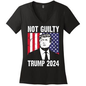 Trump Not Guilty 2024 Free Trump Usa Election Women's V-Neck T-Shirt