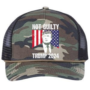 Trump Not Guilty 2024 Free Trump Usa Election Retro Rope Trucker Hat Cap