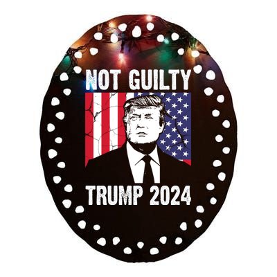 Trump Not Guilty 2024 Free Trump Usa Election Ceramic Oval Ornament