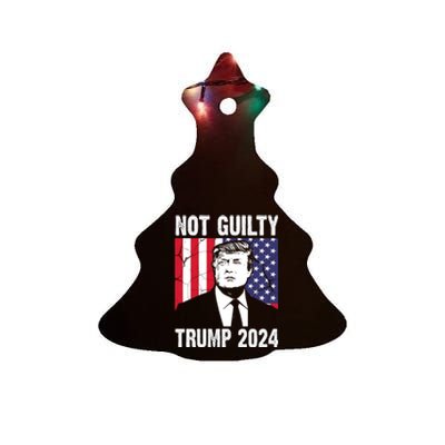 Trump Not Guilty 2024 Free Trump Usa Election Ceramic Tree Ornament