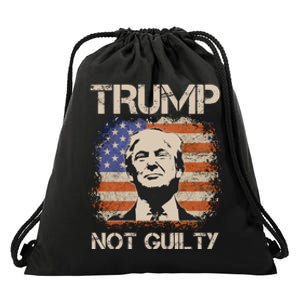 Trump Not Guilty Pro Trump Supporter American Flag Drawstring Bag