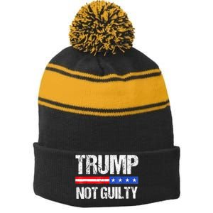 Trump Not Guilty, Trump Campaign Stripe Pom Pom Beanie