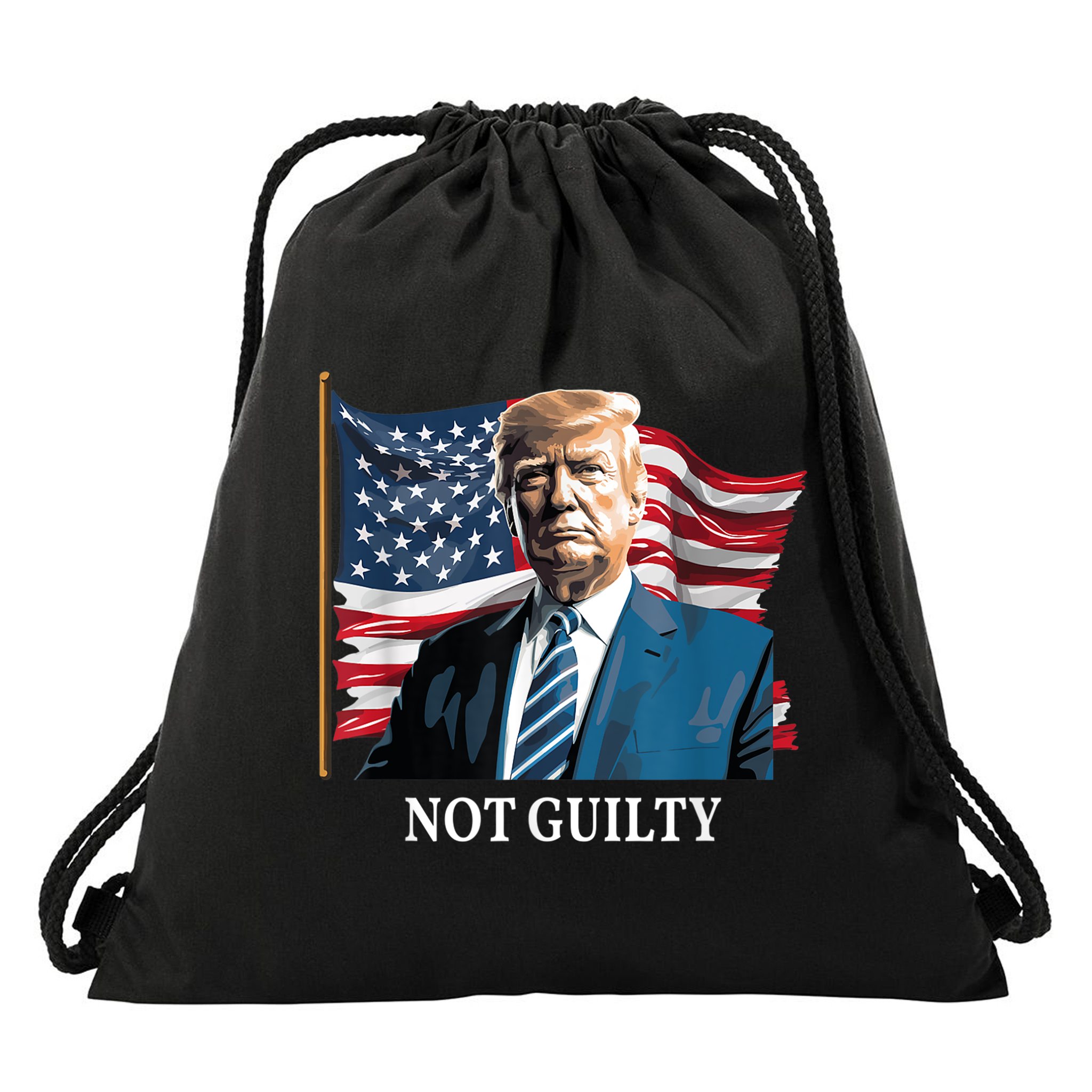 Trump Not Guilty Drawstring Bag