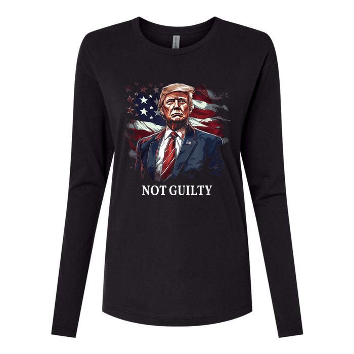 Trump Not Guilty Womens Cotton Relaxed Long Sleeve T-Shirt