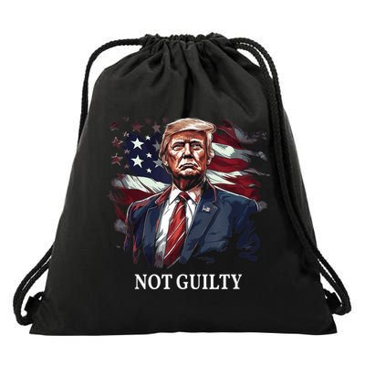 Trump Not Guilty Drawstring Bag