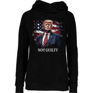 Trump Not Guilty Womens Funnel Neck Pullover Hood