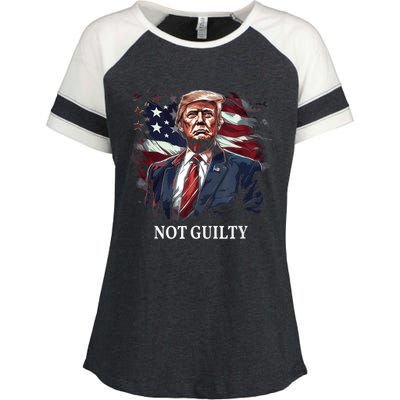 Trump Not Guilty Enza Ladies Jersey Colorblock Tee