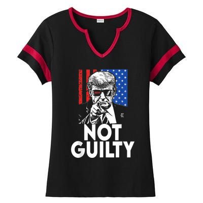 Trump Not Guilty Donald Trump 2024 Ladies Halftime Notch Neck Tee