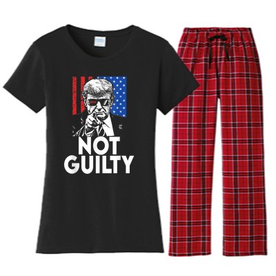 Trump Not Guilty Donald Trump 2024 Women's Flannel Pajama Set