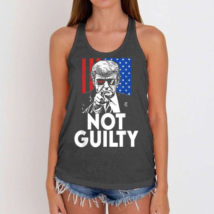 Trump Not Guilty Donald Trump 2024 Women's Knotted Racerback Tank