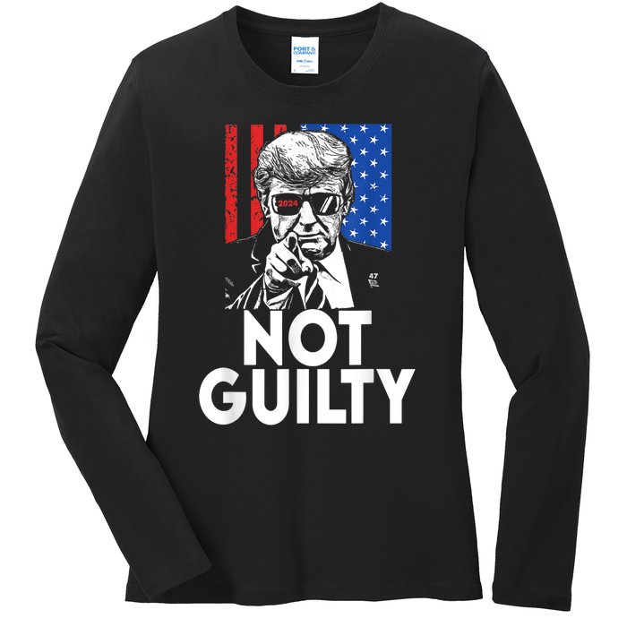 Trump Not Guilty Donald Trump 2024 Ladies Long Sleeve Shirt