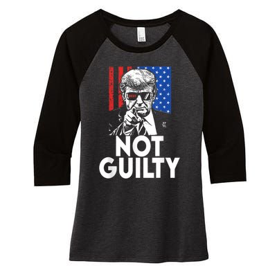 Trump Not Guilty Donald Trump 2024 Women's Tri-Blend 3/4-Sleeve Raglan Shirt