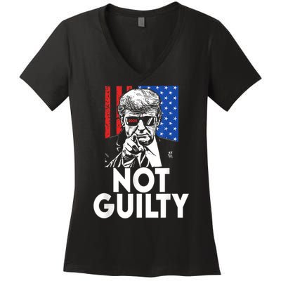 Trump Not Guilty Donald Trump 2024 Women's V-Neck T-Shirt