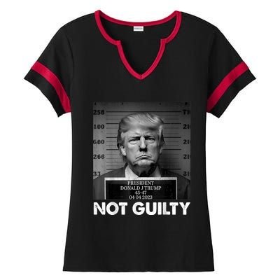 Trump Not Guilty 2024 Free Trump Republican Support Trump Ladies Halftime Notch Neck Tee