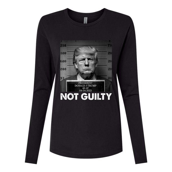 Trump Not Guilty 2024 Free Trump Republican Support Trump Womens Cotton Relaxed Long Sleeve T-Shirt