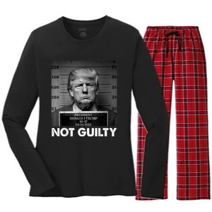 Trump Not Guilty 2024 Free Trump Republican Support Trump Women's Long Sleeve Flannel Pajama Set 