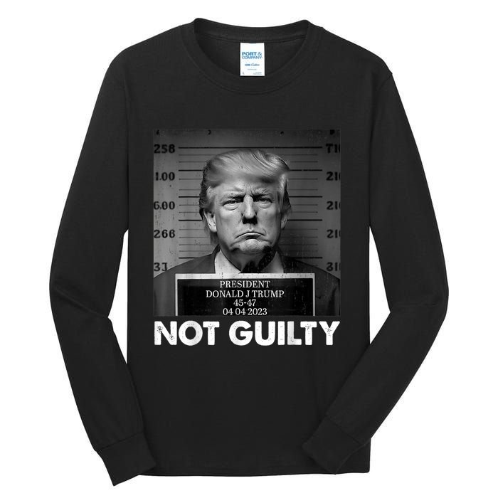 Trump Not Guilty 2024 Free Trump Republican Support Trump Tall Long Sleeve T-Shirt